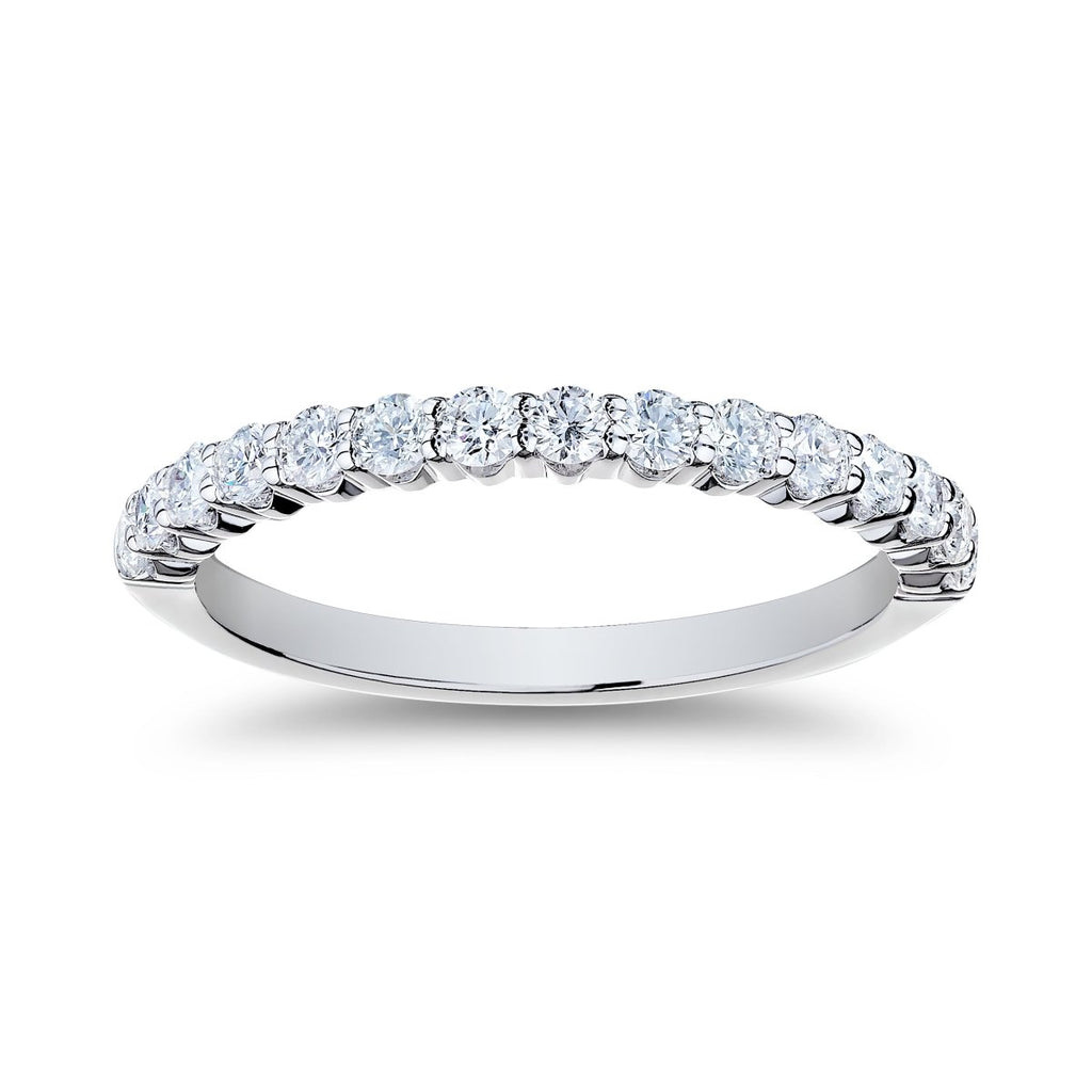 18K White Gold Round Diamond Half Eternity Band (0.55ctw) - MJ Christensen Diamonds