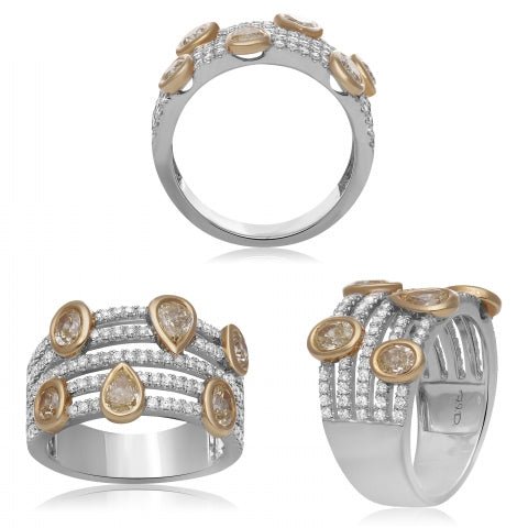 18K White Gold Yellow Diamond and Diamond Multi - Shaped Ring (1.86ct) - MJ Christensen Diamonds