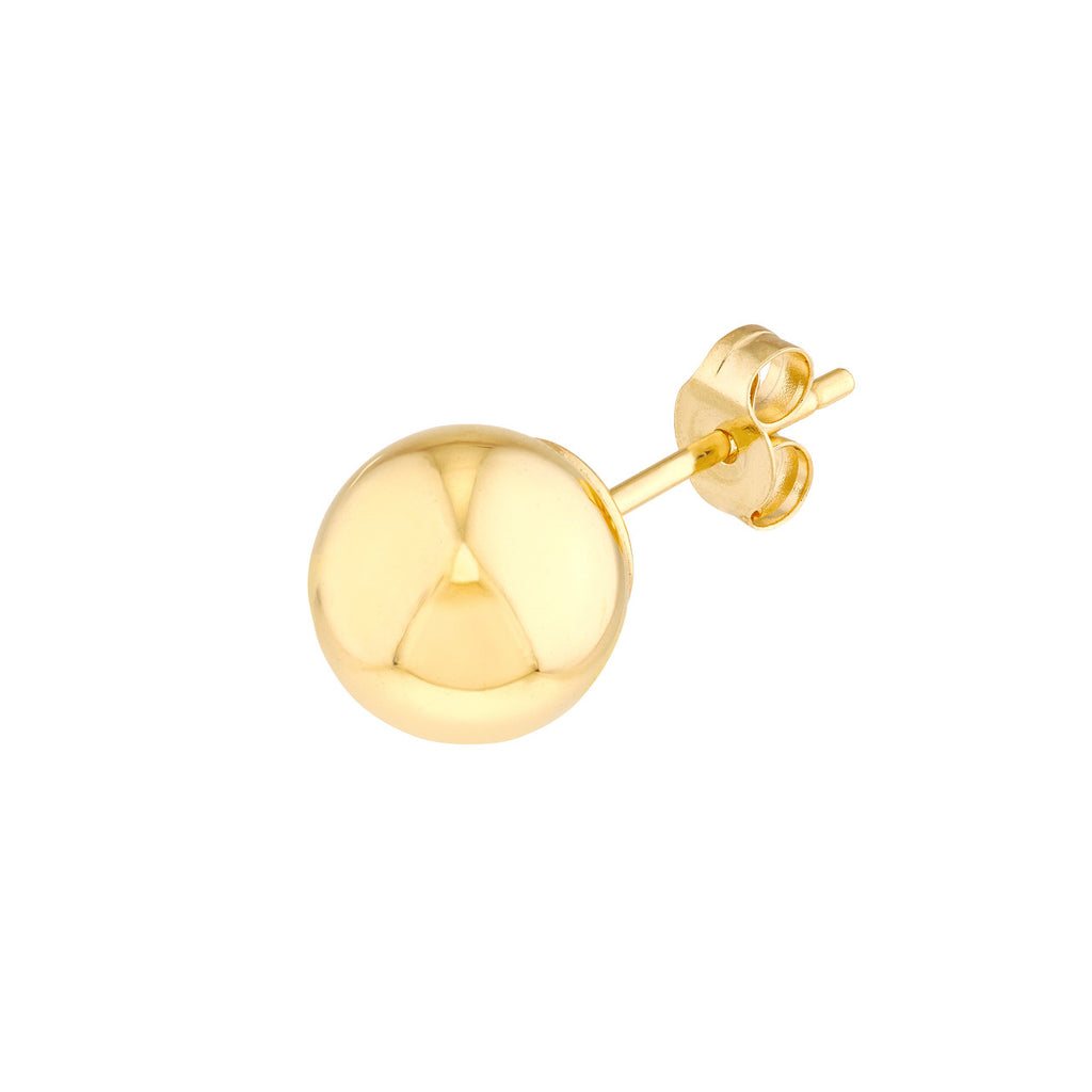 14K Yellow Gold 7mm Ball Stud Earrings in Bright Polished - MJ Christensen Diamonds