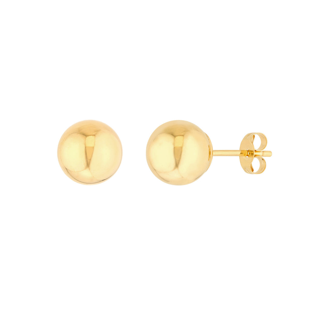 14K Yellow Gold 7mm Ball Stud Earrings in Bright Polished - MJ Christensen Diamonds