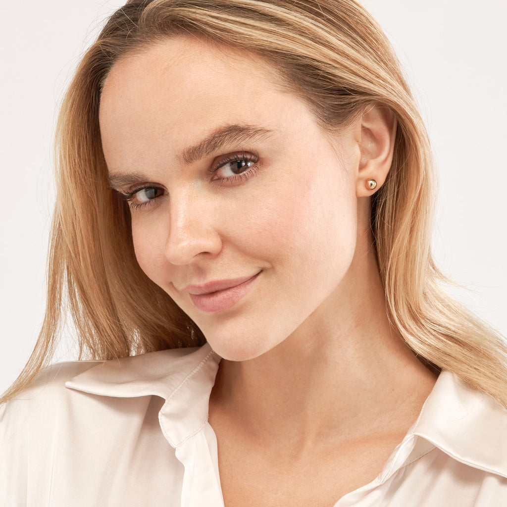 14K Yellow Gold 7mm Ball Stud Earrings in Bright Polished - MJ Christensen Diamonds