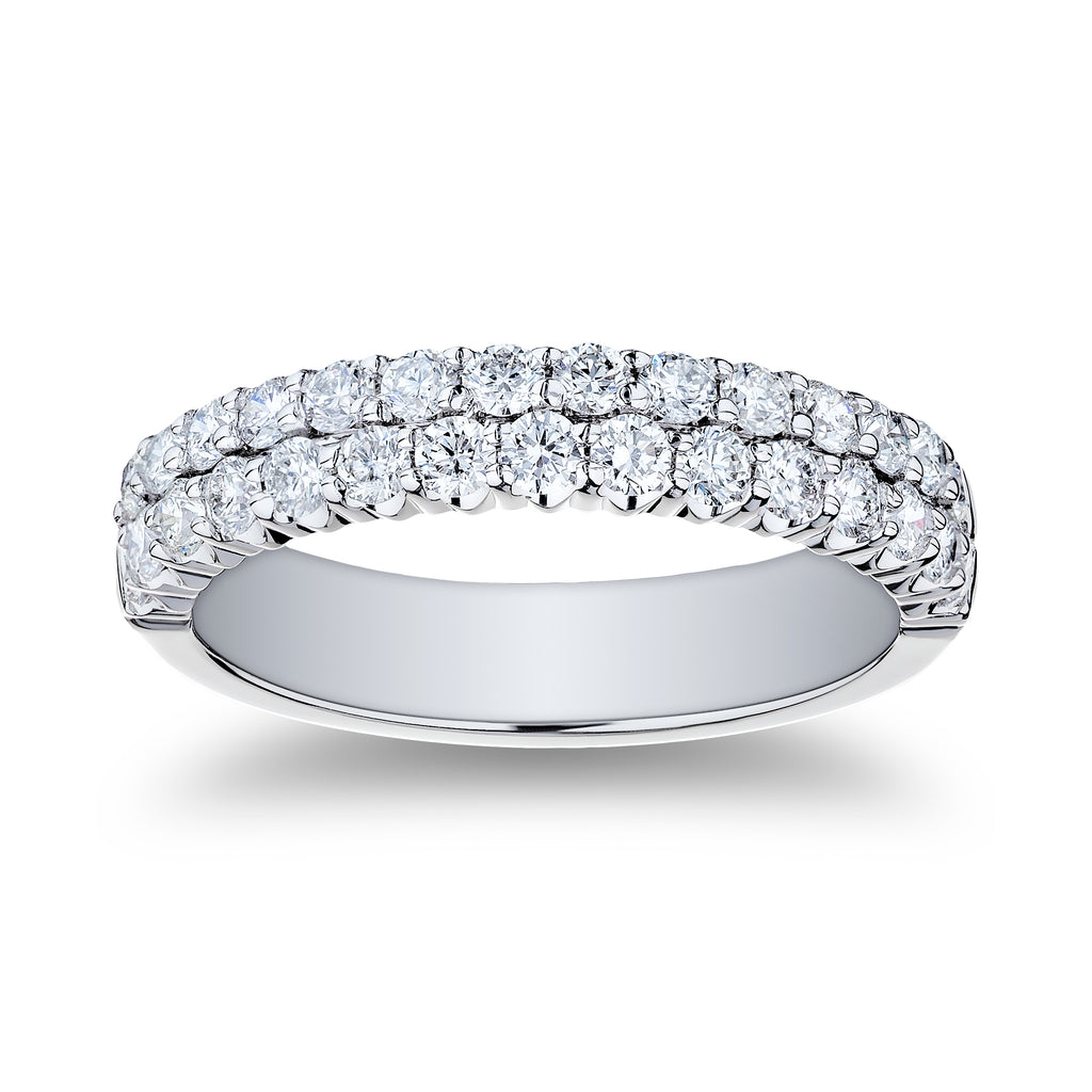 Two Row Diamond Anniversary Band in 18K White Gold (0.90ctw) - MJ Christensen Diamonds