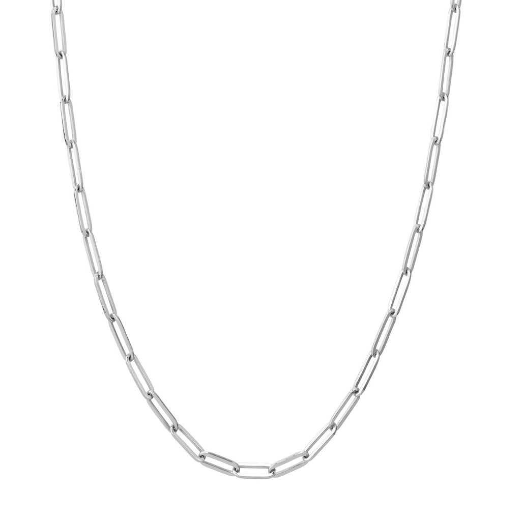 Paper Clip Chain Necklace in 14K White Gold - MJ Christensen Diamonds