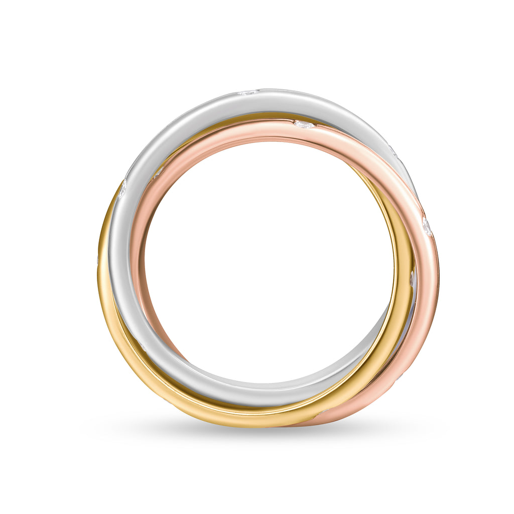 18K Yellow Gold 3 Row Rolling Fashion Ring in 4.5 - MJ Christensen Diamonds