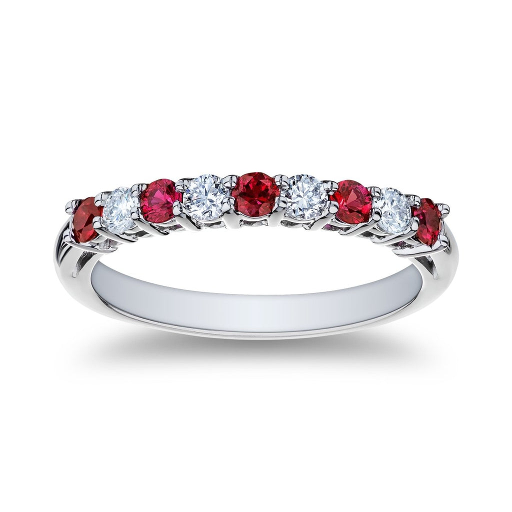 Alternating Ruby and Diamond Band in Platinum (0.66ctw) - MJ Christensen Diamonds