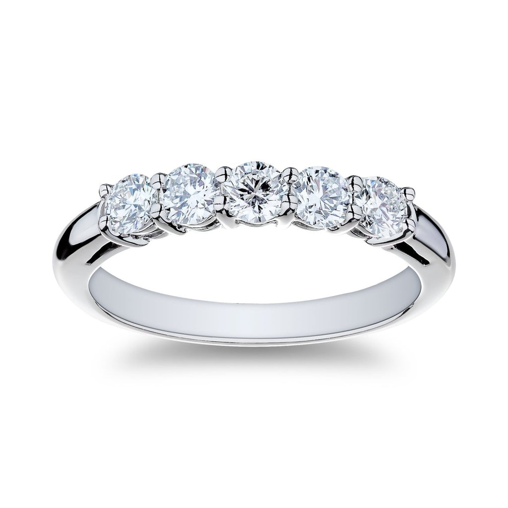 Anniversary Band with Round Diamond 5 Stone in 14K White Gold (0.75ctw) - MJ Christensen Diamonds
