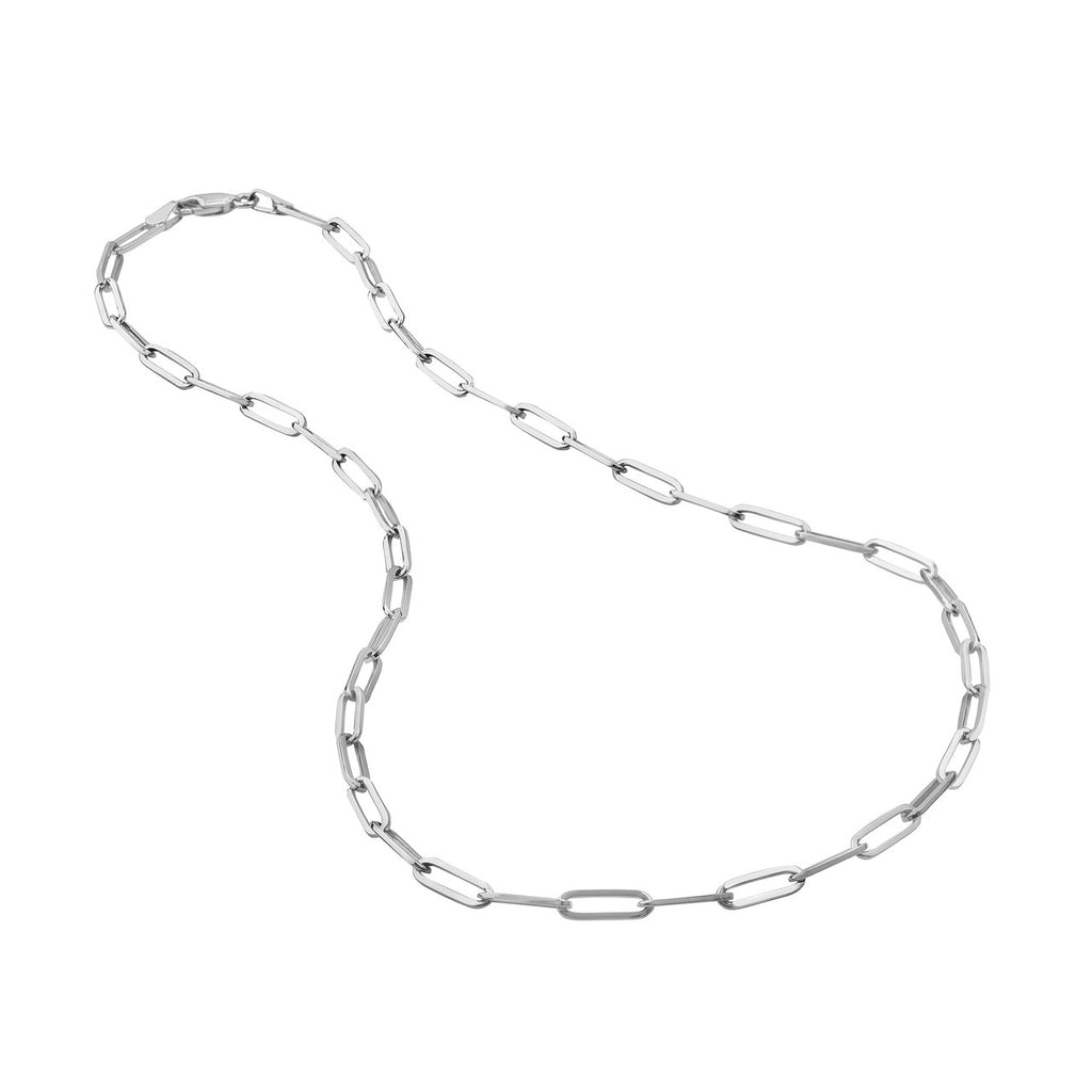 Paper Clip Chain Necklace in 14K White Gold - MJ Christensen Diamonds