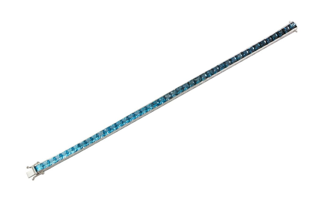 Bellarri Oval London Blue Topaz Line Bracelet in 14K White Gold (18.60ctw) - MJ Christensen Diamonds