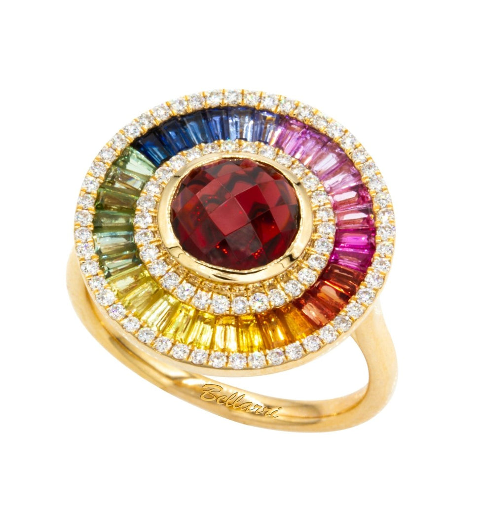 Bellarri Round and Oval Multi Sapphire and Diamond Fashion Ring in 14K Yellow Gold (4.33ctw) - MJ Christensen Diamonds