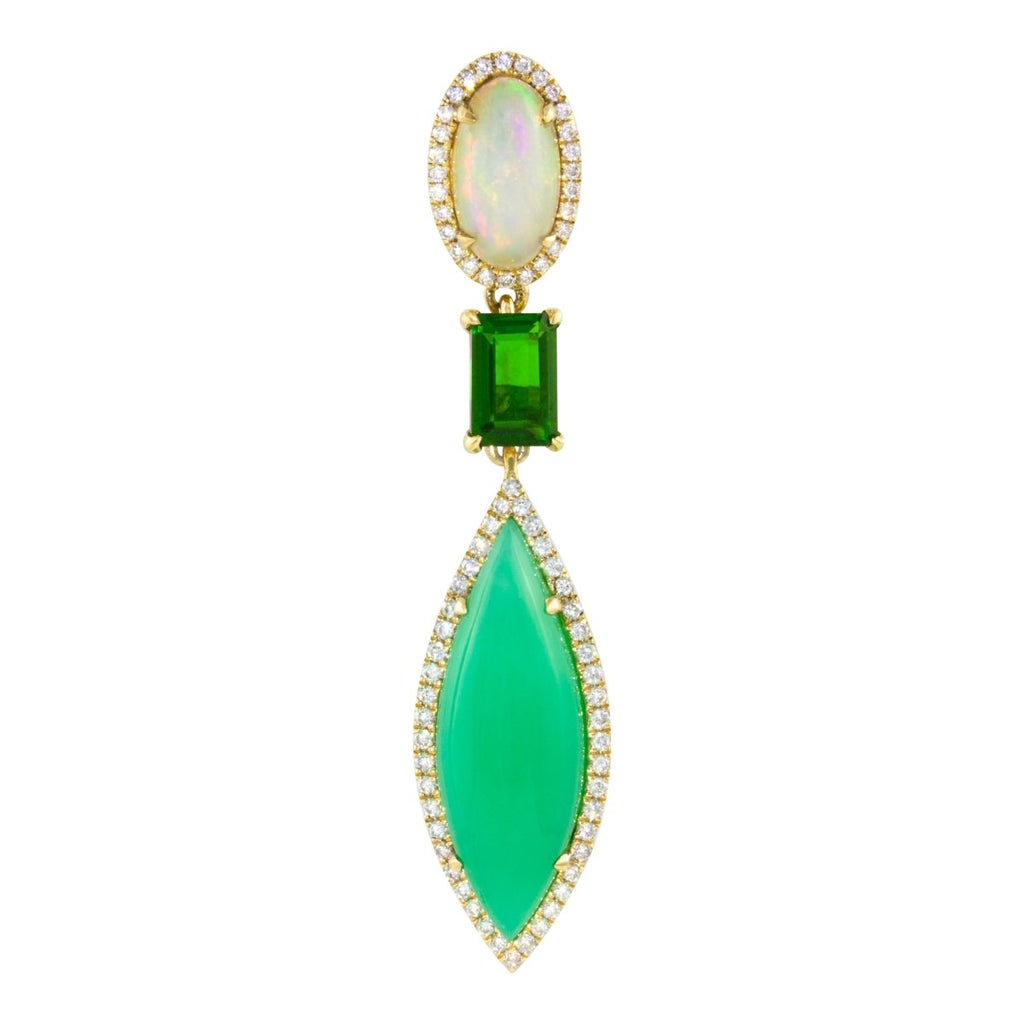 Bellarri Round Diamond Opal and Chrome Diopside Pendant Necklace in 14K Yellow Gold (5.77ctw) - MJ Christensen Diamonds