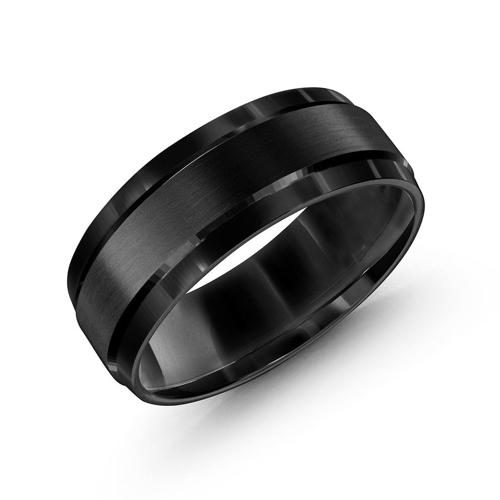 Black Cobalt Satin Center Band in 10MM (Metal) - MJ Christensen Diamonds