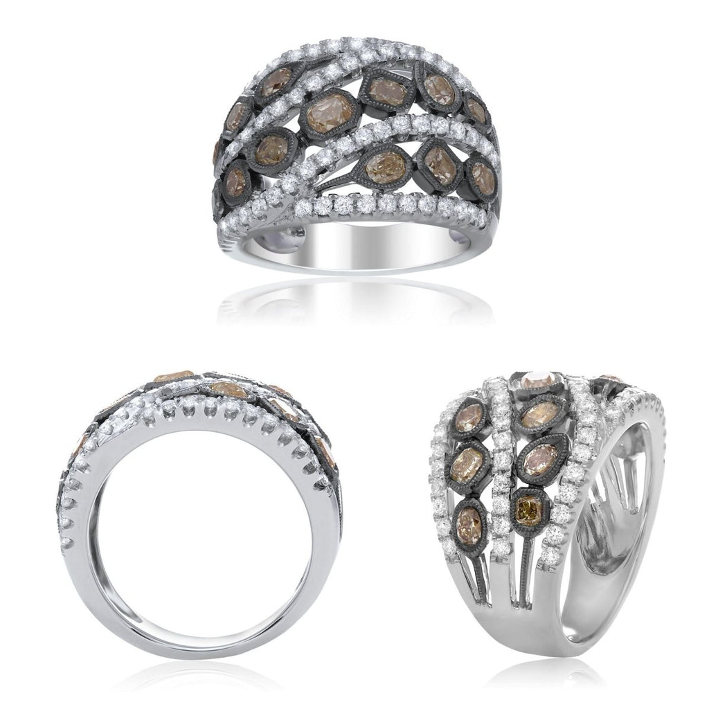 Brandless Multi - Colored Diamond Band in 18K White Gold (2.79ctw) - MJ Christensen Diamonds