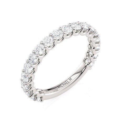 Brandless Round Diamond Shared Prong Anniversary Band in 18K White Gold (1.15ctw) - MJ Christensen Diamonds