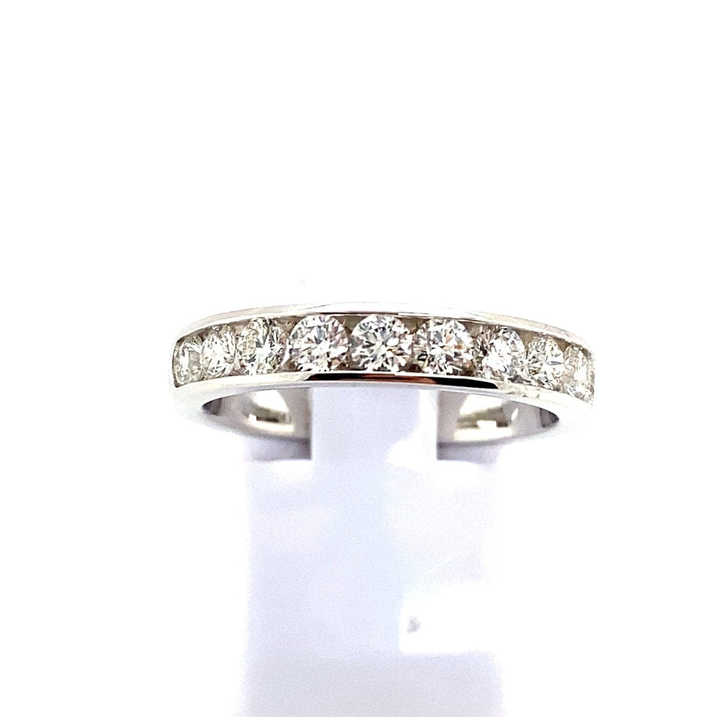 Channel Set Diamond Anniversary Band in 18K White Gold (0.94ctw) - MJ Christensen Diamonds