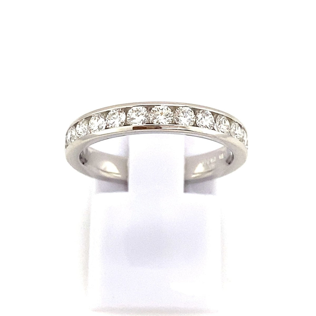 Channel Set Half Eternity Band with 0.72ctw Round Diamond in Platinum - MJ Christensen Diamonds