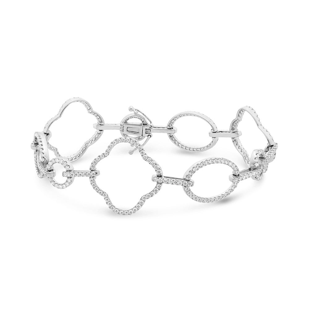 Designer Open Shape Diamond Fashion Bracelet in 18K White Gold (2.68ctw) - MJ Christensen Diamonds