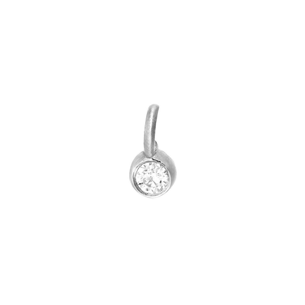 Diamond Drop Bezel Charm in 14K White Gold (0.01ct) - MJ Christensen Diamonds
