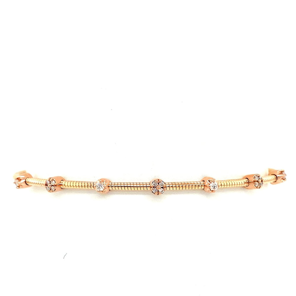 Diamond Station Wire Flex Bangle Bracelet in 14K Rose Gold and Titanium (0.17ctw) - MJ Christensen Diamonds