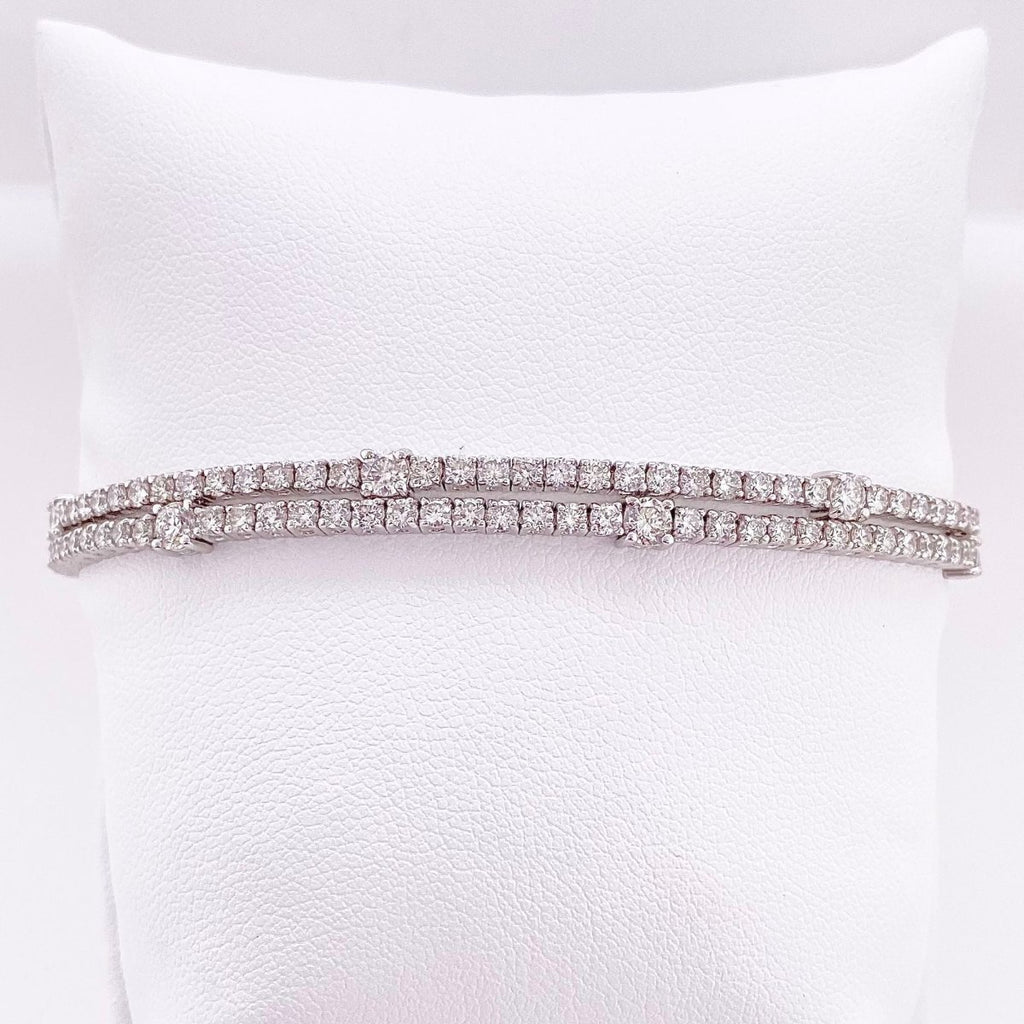Double Line Bracelet with 6.33ctw G/SI1 Diamonds in 14K White Gold - MJ Christensen Diamonds