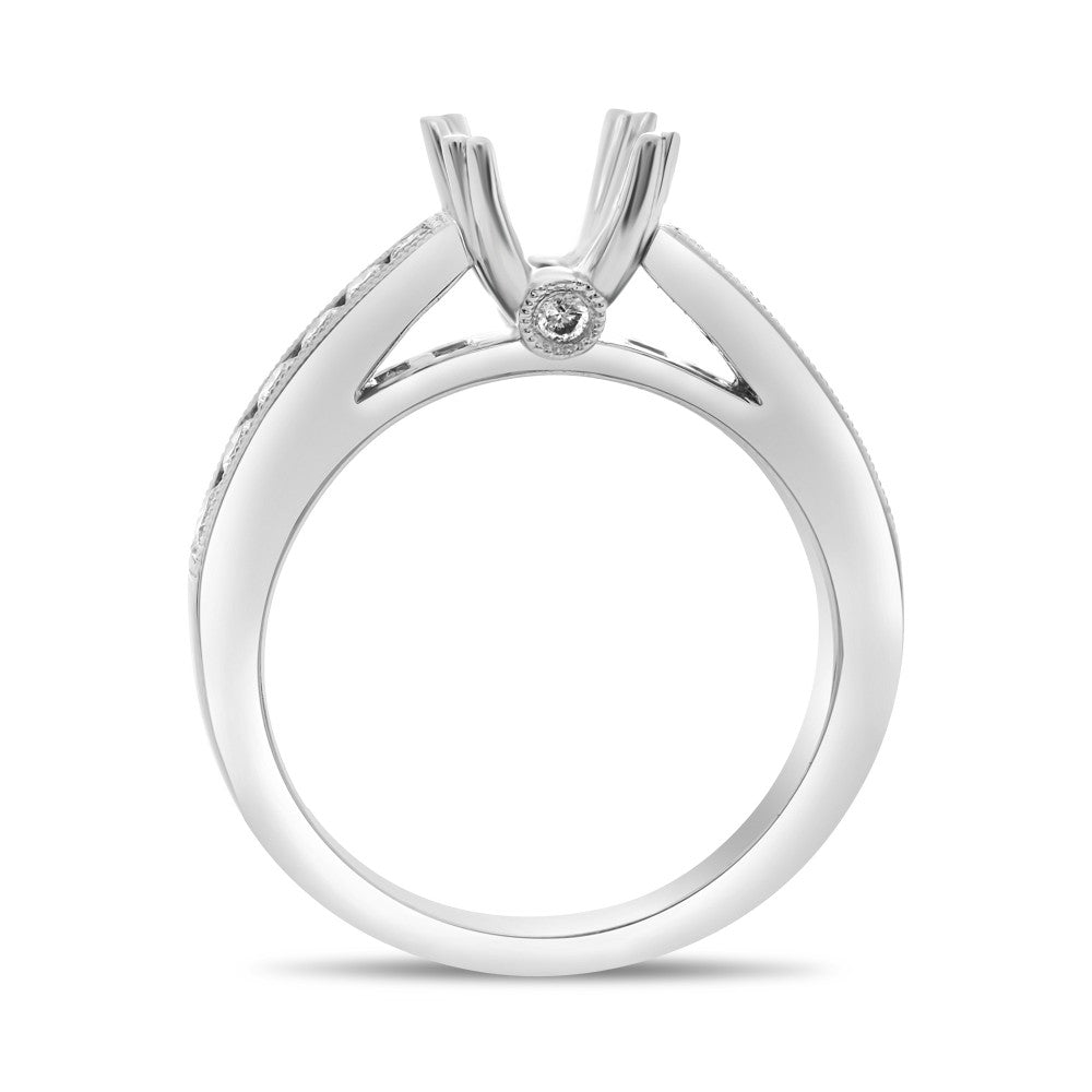 Double Prong Round Diamond Semi - Mount Engagement Ring in 14K White Gold (0.50ctw) - MJ Christensen Diamonds