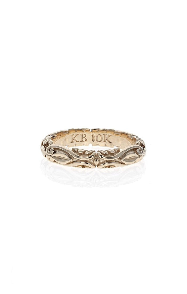 Engrave Scroll Thin Band in 10K Yellow Gold - MJ Christensen Diamonds