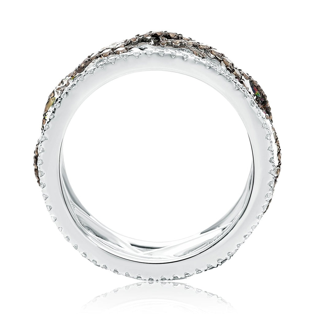 Eternity Band with Diamond and Champagne Stones in 14K White Gold (1.47ctw) - MJ Christensen Diamonds