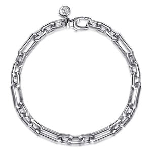 Figaro Chain Bracelet in Sterling Silver - MJ Christensen Diamonds
