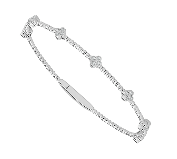 Flex Bangle Bracelet with Round Diamond Stations in 14K White and Titanium (0.37ctw) - MJ Christensen Diamonds