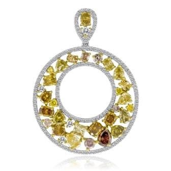 FNC Clear and Round Diamond Circle Pendant in 18K White Gold (4.47ctw) - MJ Christensen Diamonds