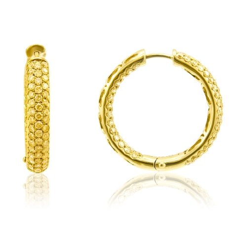 Gabriel & Co 18K Yellow Gold 8.00ctw Diamond Hoop Earrings 2" - MJ Christensen Diamonds