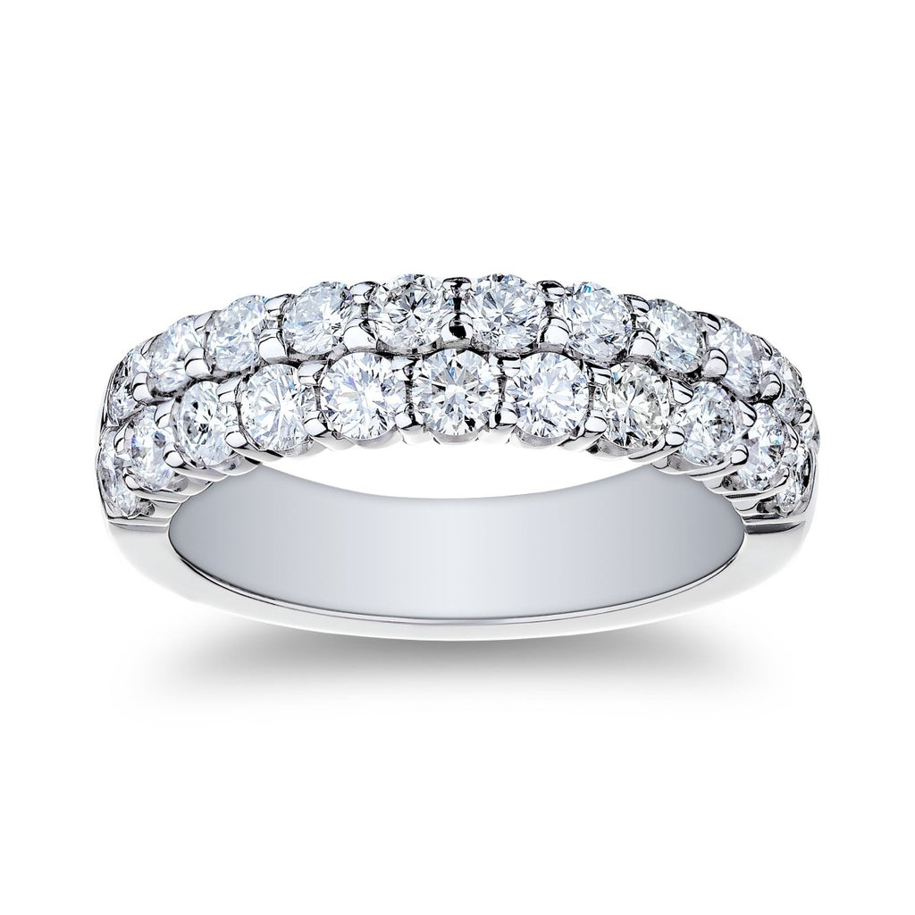 Gabriel & Co 2 Row Diamond Band in 18K White Gold (1.54ctw) - MJ Christensen Diamonds