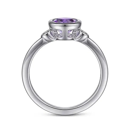 Gabriel & Co Amyth and Diamond Bezel Birthstone Ring in Sterling Silver (0.83ctw) - MJ Christensen Diamonds