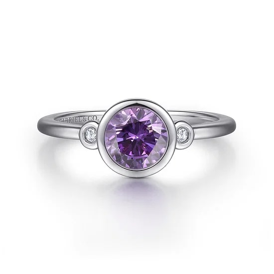Gabriel & Co Amyth and Diamond Bezel Birthstone Ring in Sterling Silver (0.83ctw) - MJ Christensen Diamonds