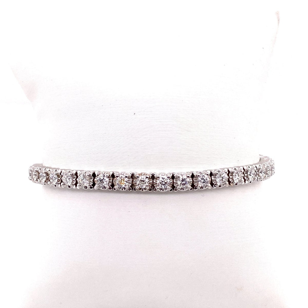 Gabriel & Co Baguette and Round Diamond Tennis Bracelet in 14K White Gold (4.00ctw) - MJ Christensen Diamonds