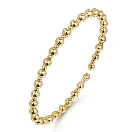 Gabriel & Co Bead Bujukan Bangle Bracelet in 14K Yellow Gold - MJ Christensen Diamonds