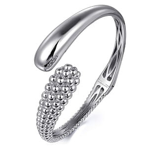 Gabriel & Co Beaded Bypass Hinged Cuff Bangle in Sterling Silver - MJ Christensen Diamonds