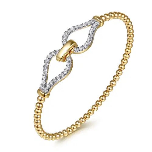 Gabriel & Co Beaded Diamond Bangle Bracelet in 14K Yellow Gold (0.74ctw) - MJ Christensen Diamonds