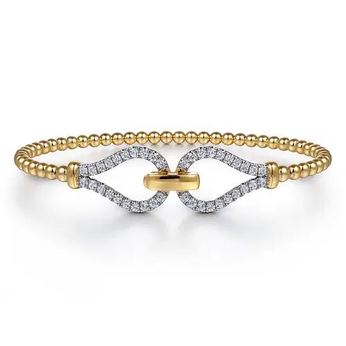 Gabriel & Co Beaded Diamond Bangle Bracelet in 14K Yellow Gold (0.74ctw) - MJ Christensen Diamonds