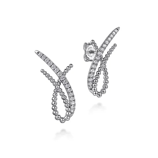 Gabriel & Co Beaded Freeform White Sapphire Stud Earrings in Sterling Silver (0.54ctw) - MJ Christensen Diamonds