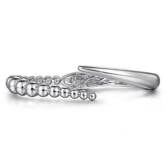 Gabriel & Co Beaded Half Bypass Hinged Cuff Bangle Bracelet in Sterling Silver - MJ Christensen Diamonds