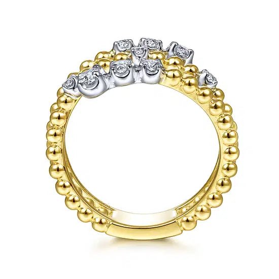 Gabriel & Co Beaded Wrap Diamond Ring in 14K Yellow and White Gold (0.35ctw) - MJ Christensen Diamonds
