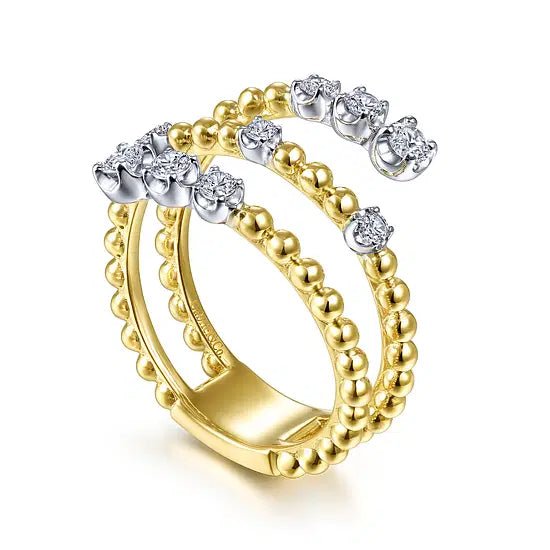 Gabriel & Co Beaded Wrap Diamond Ring in 14K Yellow and White Gold (0.35ctw) - MJ Christensen Diamonds