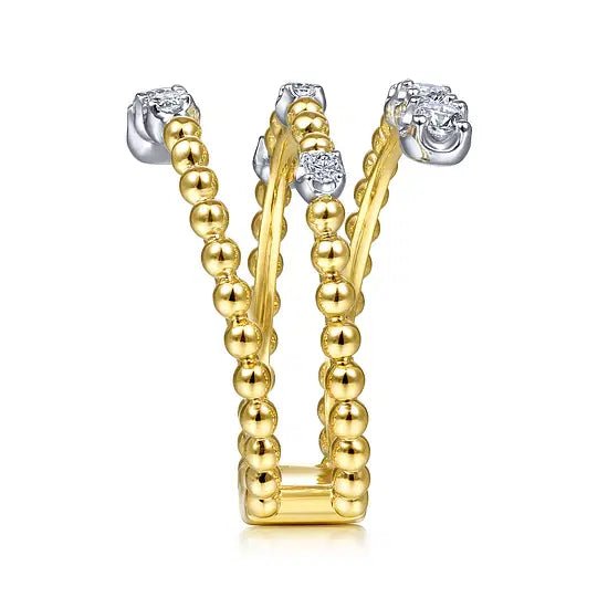 Gabriel & Co Beaded Wrap Diamond Ring in 14K Yellow and White Gold (0.35ctw) - MJ Christensen Diamonds
