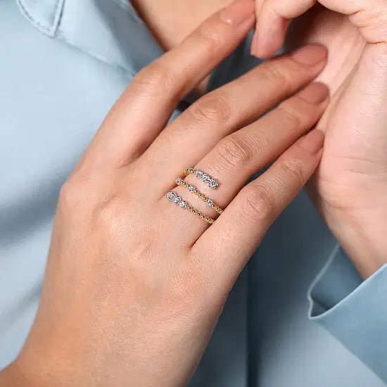 Gabriel & Co Beaded Wrap Diamond Ring in 14K Yellow and White Gold (0.35ctw) - MJ Christensen Diamonds
