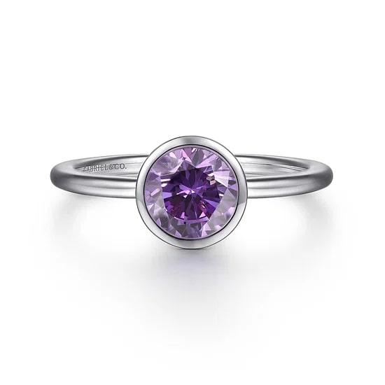 Gabriel & Co Bezel Set Amethyst Ring in Sterling Silver (0.74ct) - MJ Christensen Diamonds