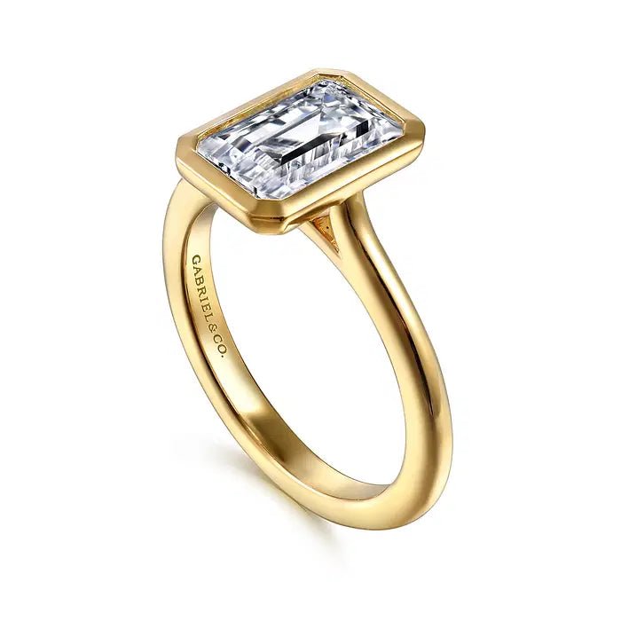 Gabriel & Co. Bezel Set Emerald Semi - Mount Engagement Ring in 14K Yellow Gold - MJ Christensen Diamonds