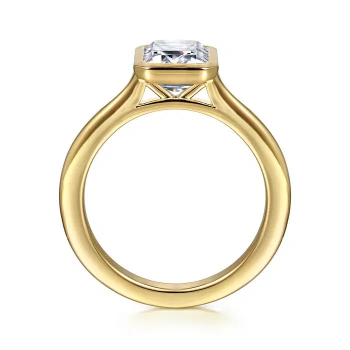 Gabriel & Co. Bezel Set Emerald Semi - Mount Engagement Ring in 14K Yellow Gold - MJ Christensen Diamonds