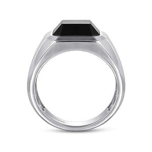 Gabriel & Co Black Onyx Signet Ring in Sterling Silver (4.75ctw) - MJ Christensen Diamonds