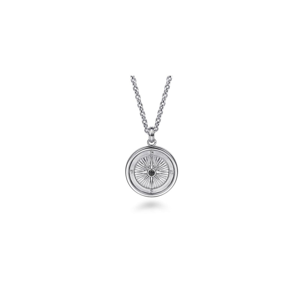 Gabriel & Co Black Spinel Compass Pendant in Sterling Silver - MJ Christensen Diamonds