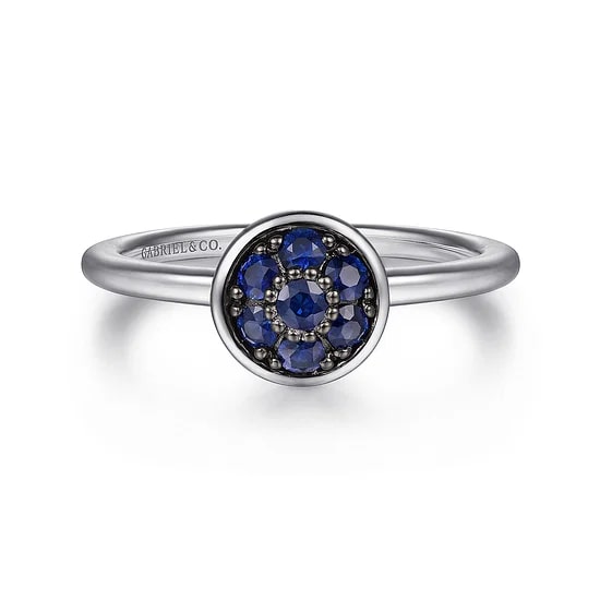 Gabriel & Co Blue Sapphire Cluster Ring in Sterling Silver (0.31ctw) - MJ Christensen Diamonds